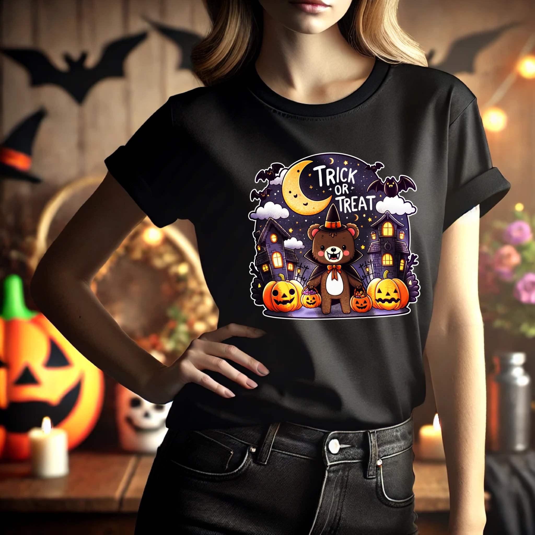 Trick orTrick or Treat – Der süßeste Bär auf Gruselmission! - Premium T-Shirt