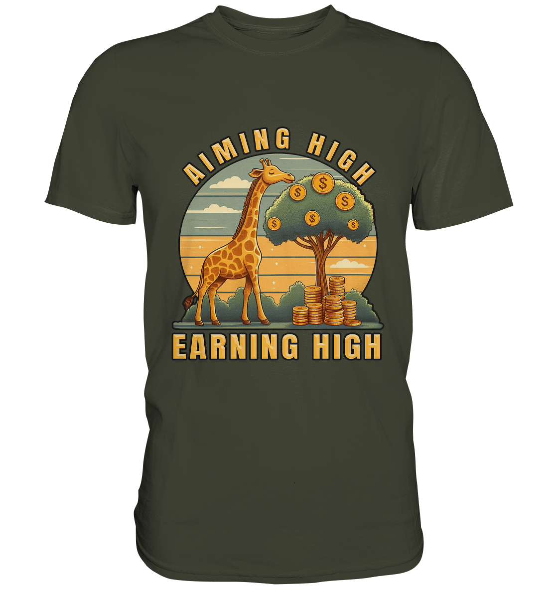 Aiming High Earning High – Giraffe und Geldbaum - Premium Shirt - FaunaFeels Onlineshop Unisex - Shirts
