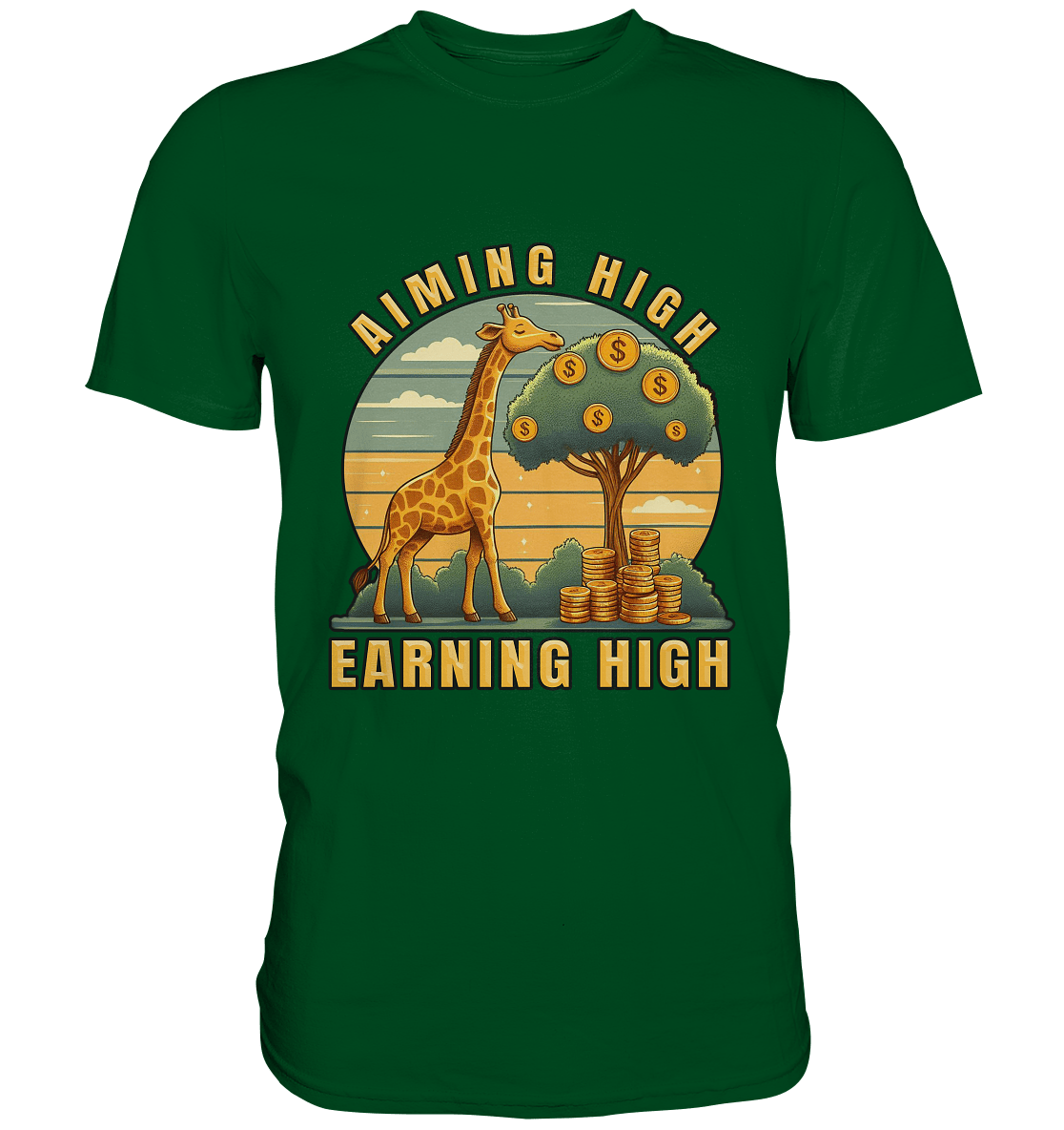 Aiming High Earning High – Giraffe und Geldbaum - Premium Shirt - FaunaFeels Onlineshop Unisex - Shirts