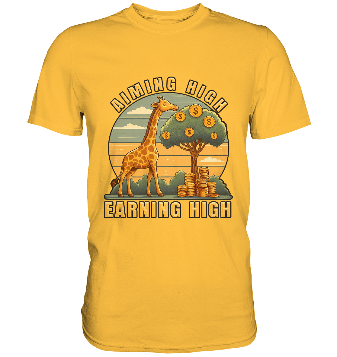 Aiming High Earning High – Giraffe und Geldbaum - Premium Shirt - FaunaFeels Onlineshop Unisex - Shirts