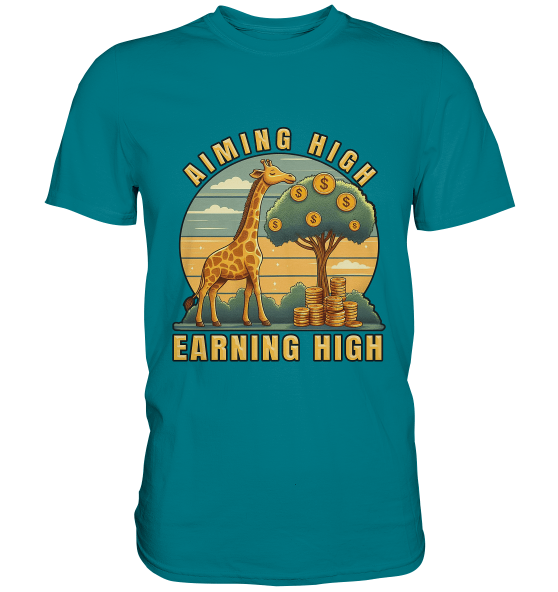 Aiming High Earning High – Giraffe und Geldbaum - Premium Shirt - FaunaFeels Onlineshop Unisex - Shirts