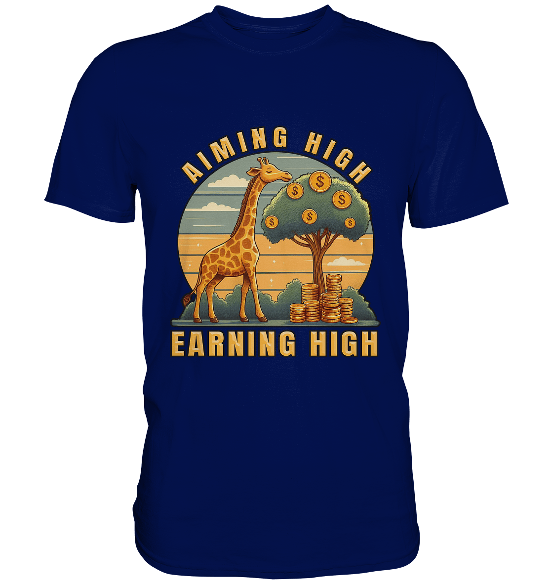 Aiming High Earning High – Giraffe und Geldbaum - Premium Shirt - FaunaFeels Onlineshop Unisex - Shirts