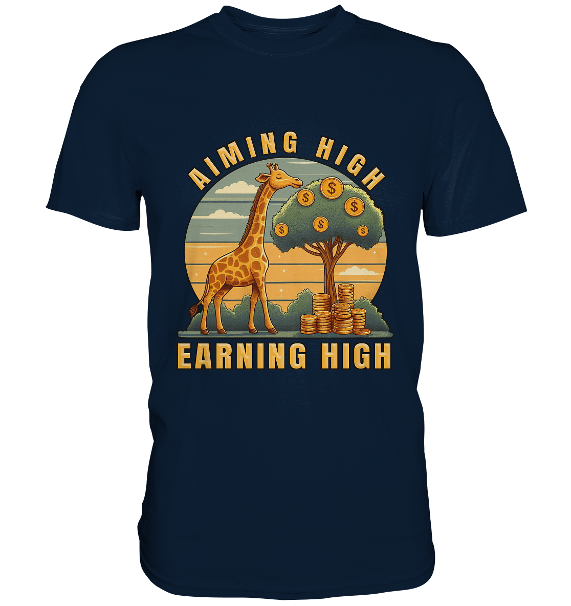 Aiming High Earning High – Giraffe und Geldbaum - Premium Shirt - FaunaFeels Onlineshop Unisex - Shirts
