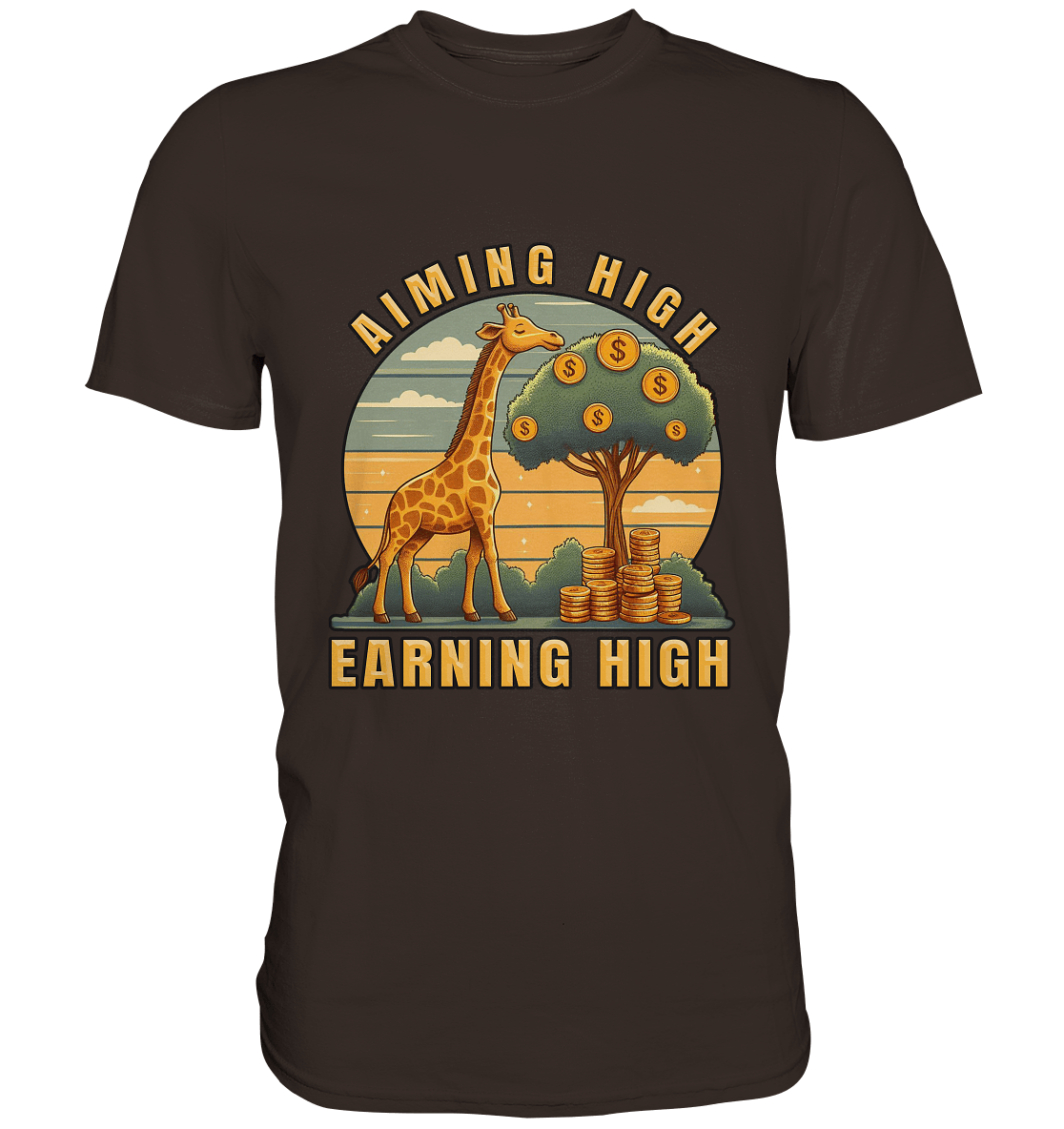 Aiming High Earning High – Giraffe und Geldbaum - Premium Shirt - FaunaFeels Onlineshop Unisex - Shirts