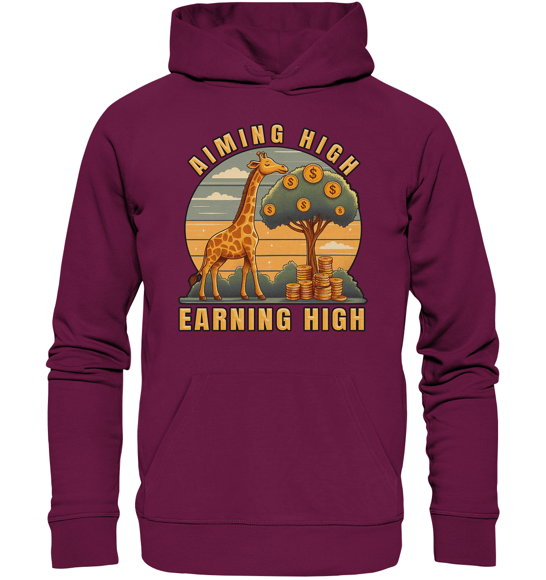 Aiming High Earning High – Giraffe und Geldbaum - Premium Unisex Hoodie - FaunaFeels Onlineshop Hoodies