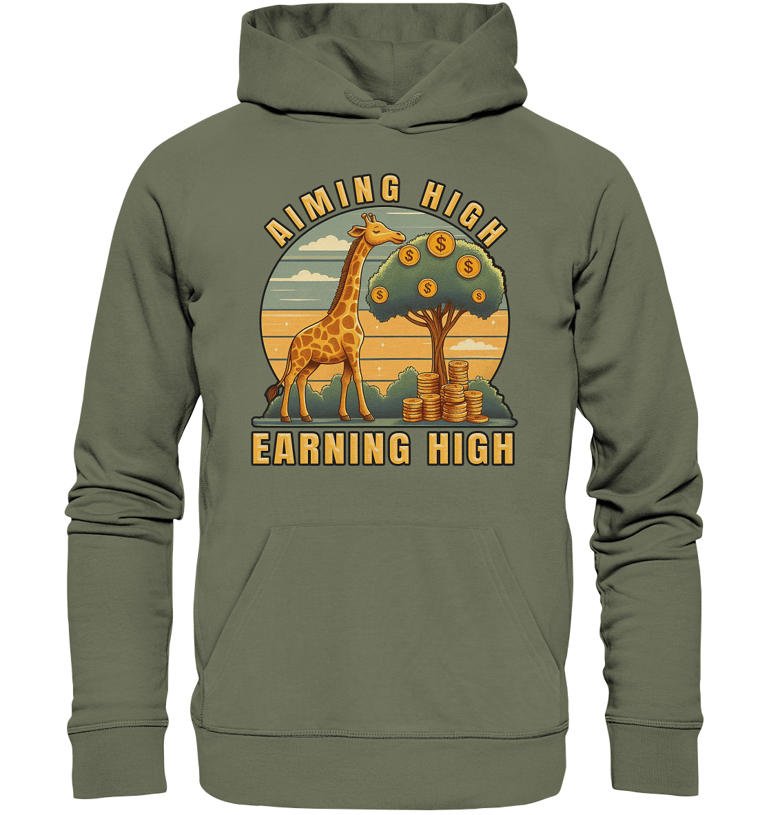 Aiming High Earning High – Giraffe und Geldbaum - Premium Unisex Hoodie - FaunaFeels Onlineshop Hoodies