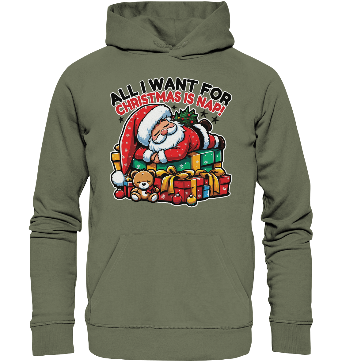 All I Want for Christmas Is Nap – Der entspannte Weihnachtsmann! - Premium Unisex Hoodie - FaunaFeels Onlineshop Hoodies