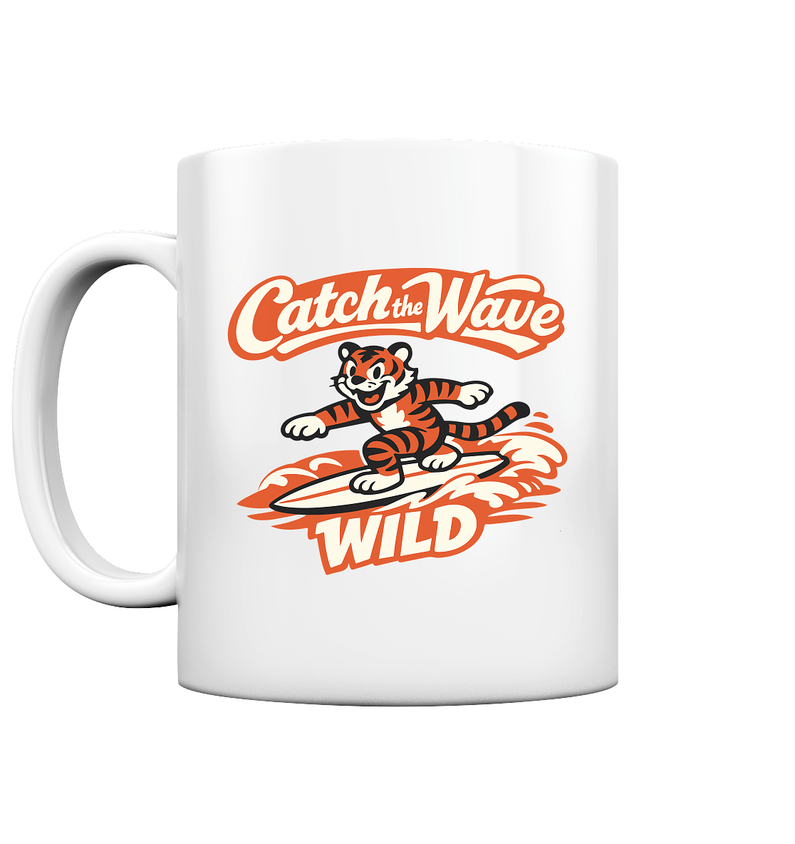 Catch the Wave Tiger – Vintage Surf Wildcat - Tasse glossy