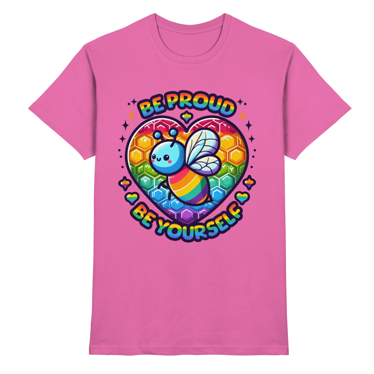 Be Proud, Be Yourself – Süße Regenbogen - Biene - Heavy Cotton T-Shirt - FaunaFeels Onlineshop Unisex - Shirts