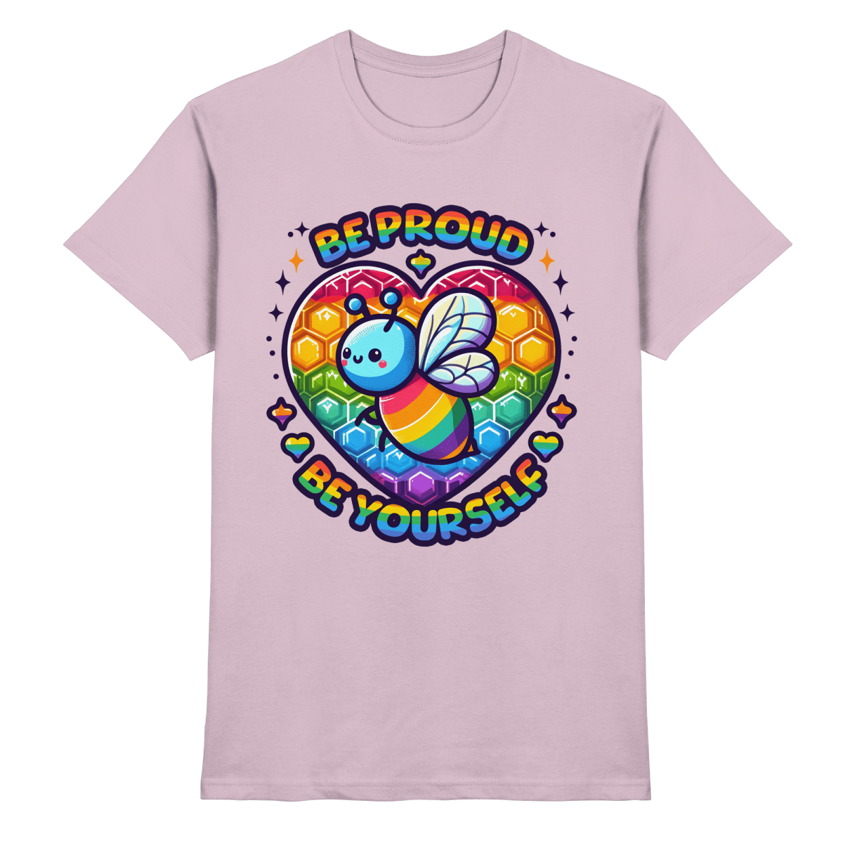Be Proud, Be Yourself – Süße Regenbogen - Biene - Heavy Cotton T-Shirt - FaunaFeels Onlineshop Unisex - Shirts