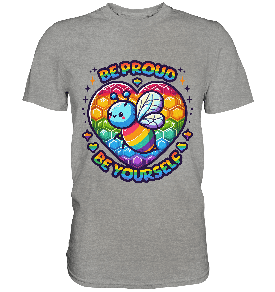 Be Proud, Be Yourself – Süße Regenbogen - Biene - Premium Shirt - FaunaFeels Onlineshop Unisex - Shirts