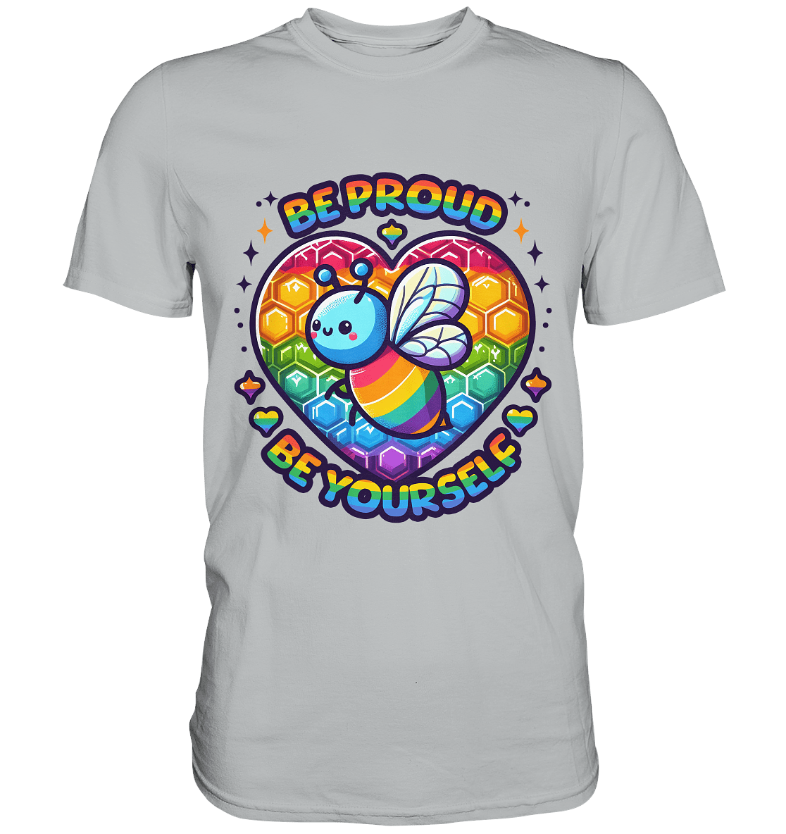 Be Proud, Be Yourself – Süße Regenbogen - Biene - Premium Shirt - FaunaFeels Onlineshop Unisex - Shirts