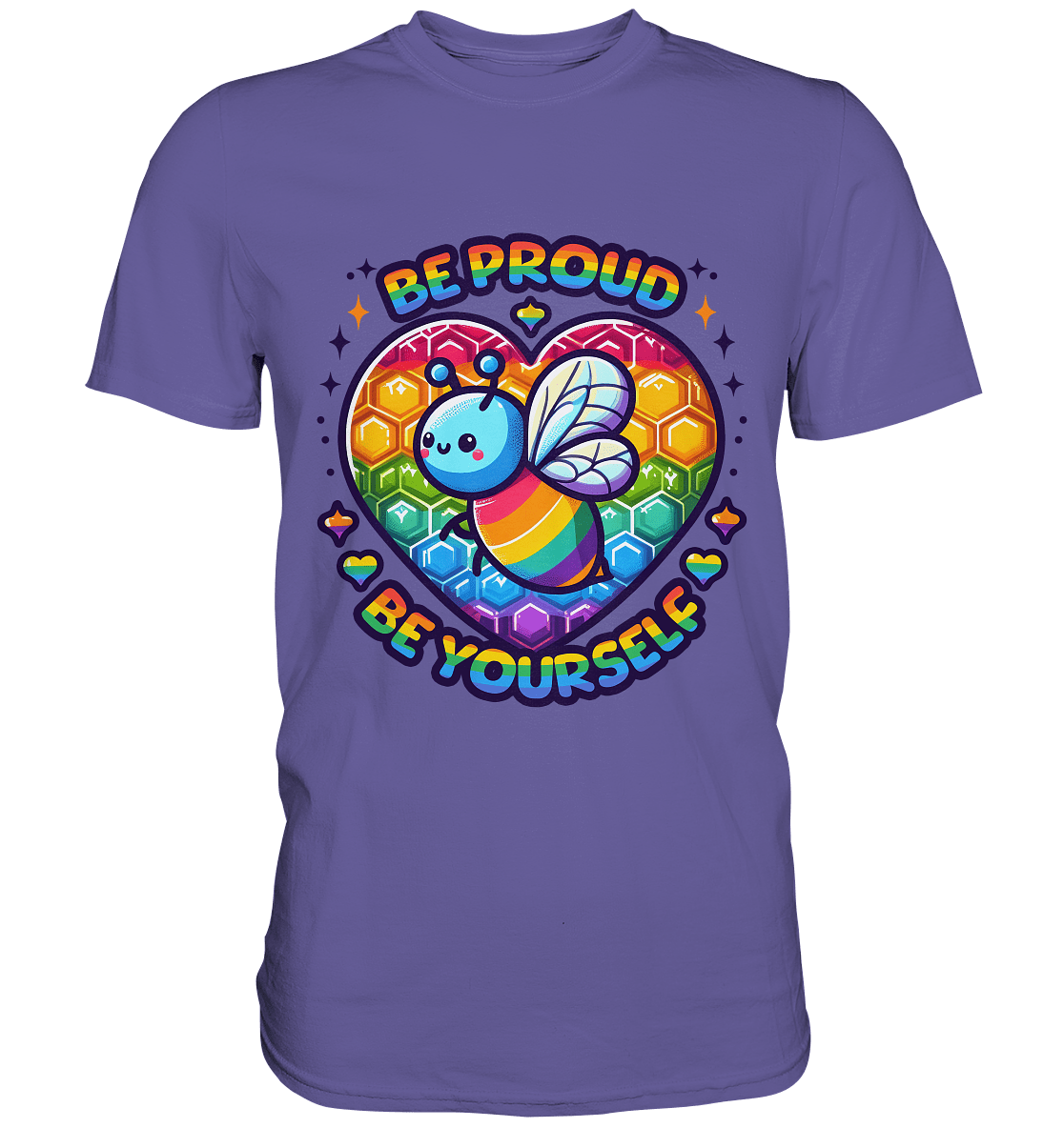 Be Proud, Be Yourself – Süße Regenbogen - Biene - Premium Shirt - FaunaFeels Onlineshop Unisex - Shirts