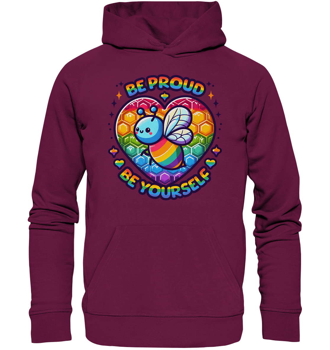 Be Proud, Be Yourself – Süße Regenbogen - Biene - Premium Unisex Hoodie - FaunaFeels Onlineshop Hoodies