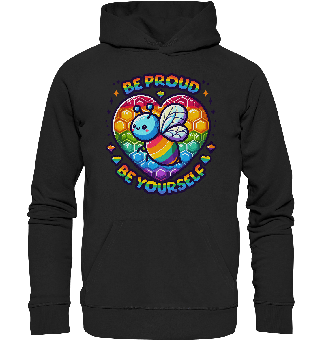 Be Proud, Be Yourself – Süße Regenbogen - Biene - Premium Unisex Hoodie - FaunaFeels Onlineshop Hoodies