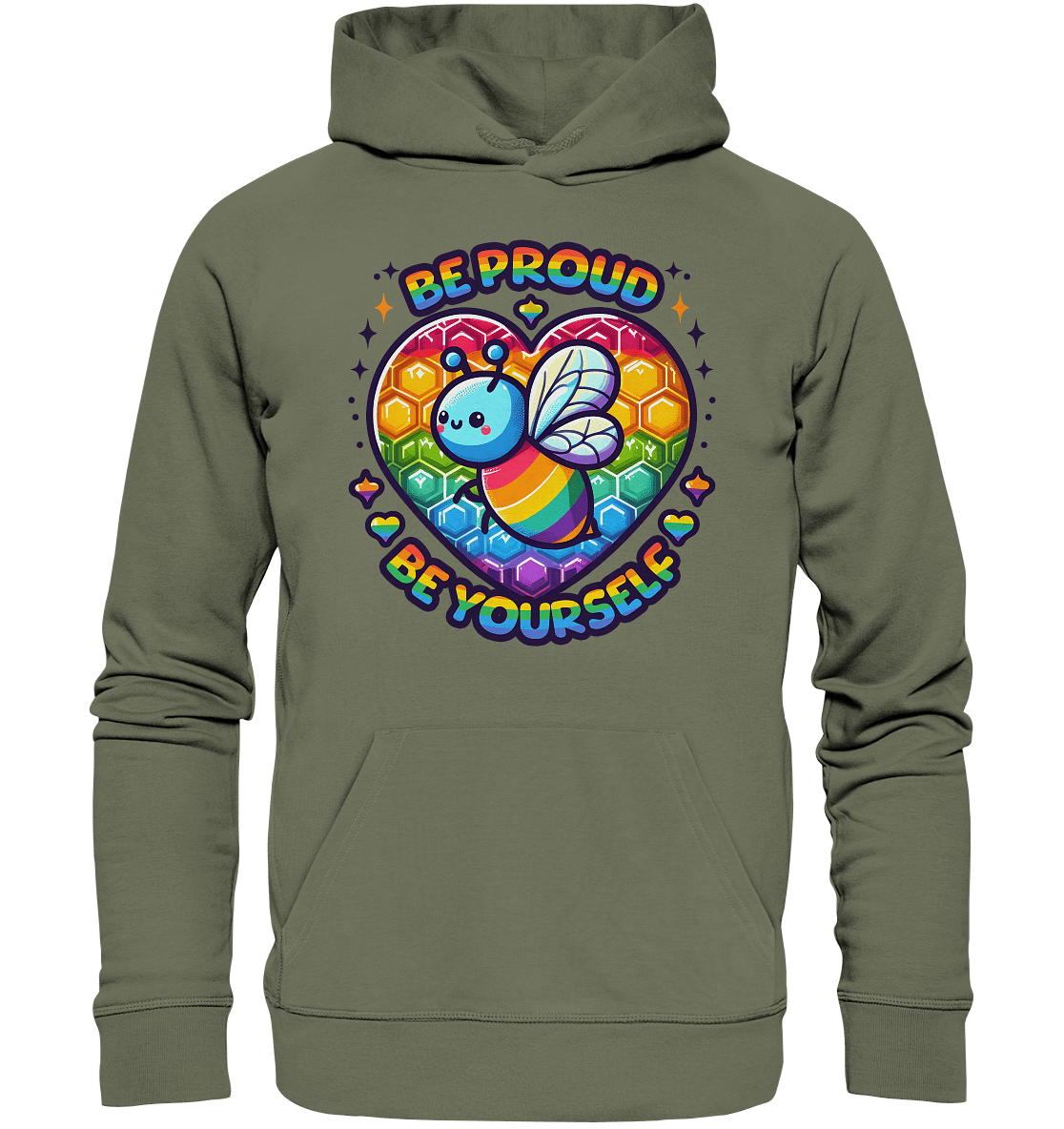 Be Proud, Be Yourself – Süße Regenbogen - Biene - Premium Unisex Hoodie - FaunaFeels Onlineshop Hoodies