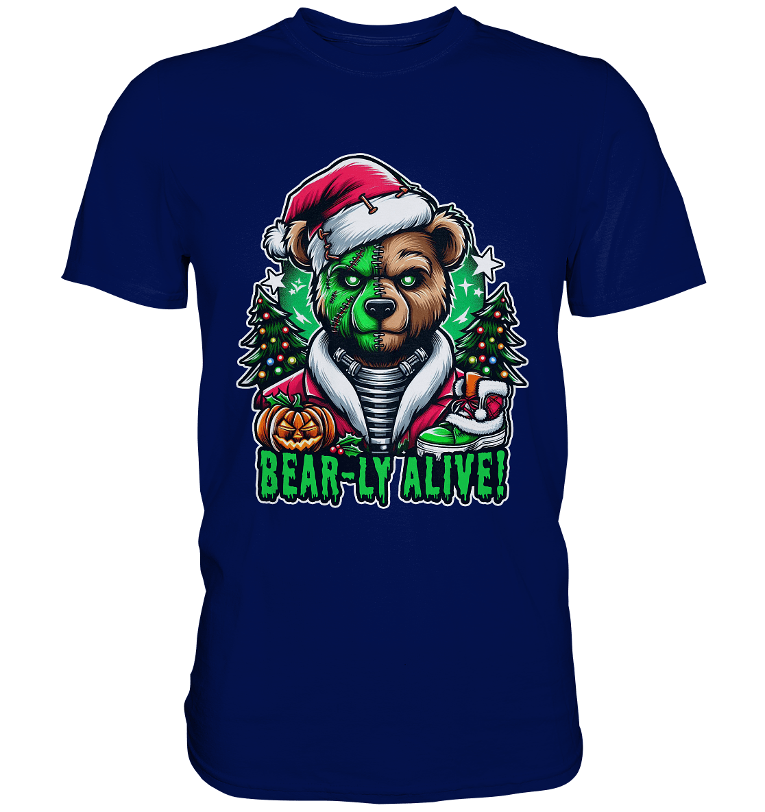 Bear - ly Alive! – Der schaurigste Halloween - /Weihnachtsbär aller Zeiten! - Premium Shirt - FaunaFeels Onlineshop Unisex - Shirts
