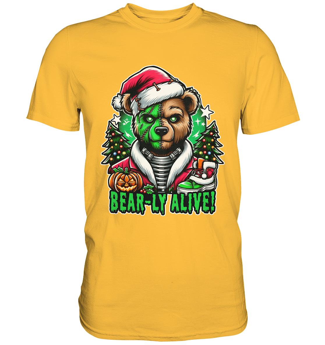 Bear - ly Alive! – Der schaurigste Halloween - /Weihnachtsbär aller Zeiten! - Premium Shirt - FaunaFeels Onlineshop Unisex - Shirts