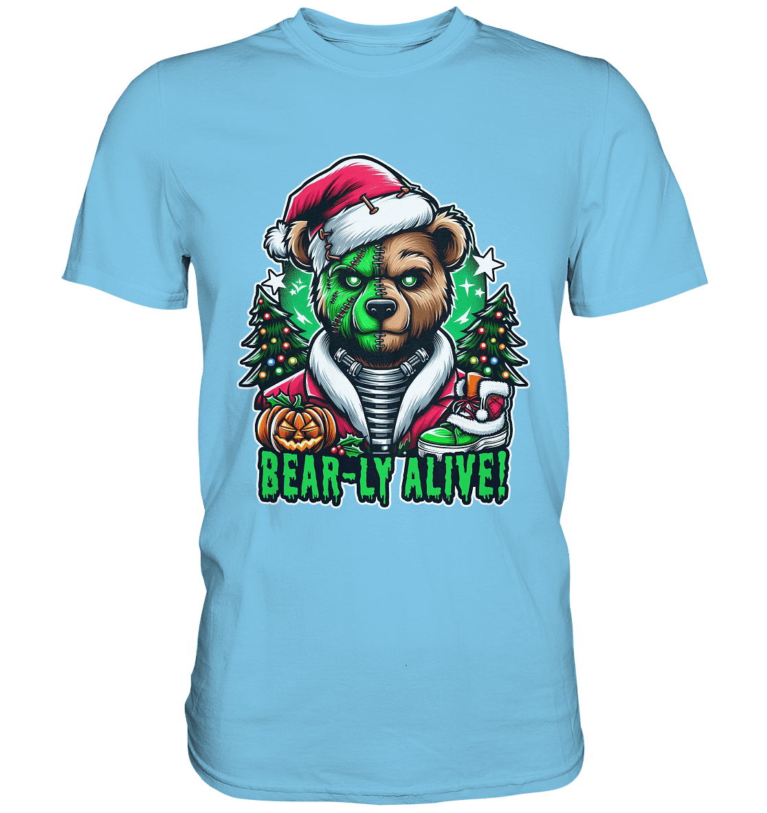 Bear - ly Alive! – Der schaurigste Halloween - /Weihnachtsbär aller Zeiten! - Premium Shirt - FaunaFeels Onlineshop Unisex - Shirts