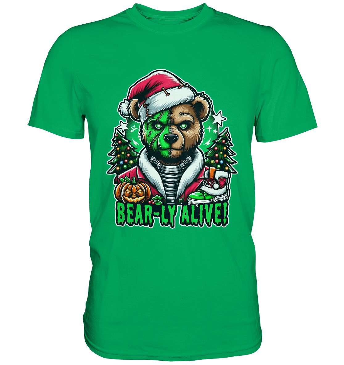 Bear - ly Alive! – Der schaurigste Halloween - /Weihnachtsbär aller Zeiten! - Premium Shirt - FaunaFeels Onlineshop Unisex - Shirts
