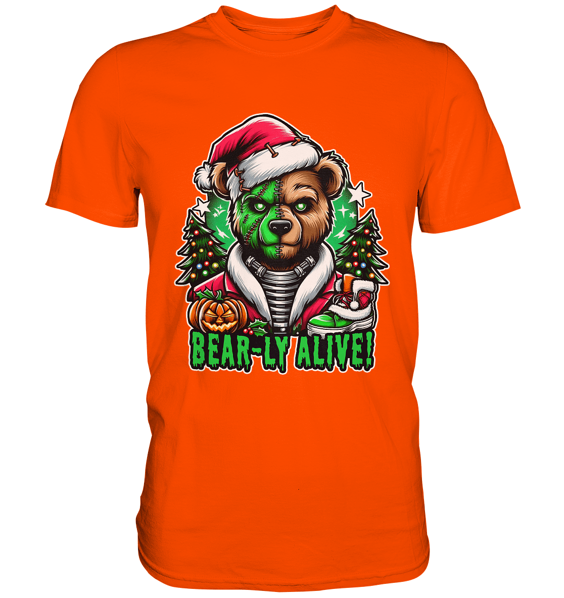 Bear - ly Alive! – Der schaurigste Halloween - /Weihnachtsbär aller Zeiten! - Premium Shirt - FaunaFeels Onlineshop Unisex - Shirts