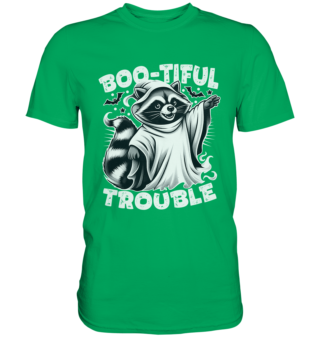 Boo - tiful Trouble – Der freche Waschbär mit Geister - Charm! - Premium Shirt - FaunaFeels Onlineshop Unisex - Shirts