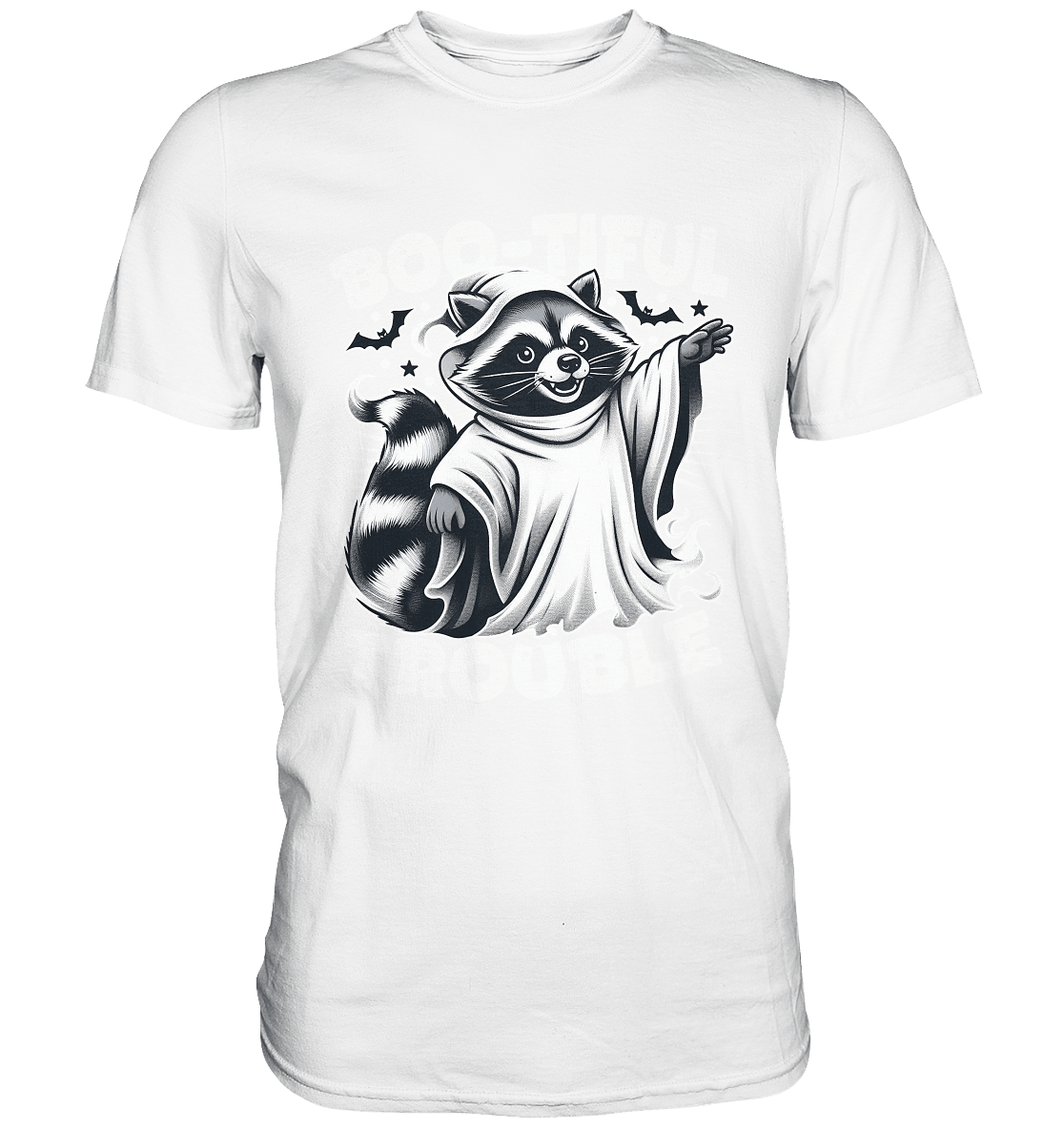 Boo - tiful Trouble – Der freche Waschbär mit Geister - Charm! - Premium Shirt - FaunaFeels Onlineshop Unisex - Shirts