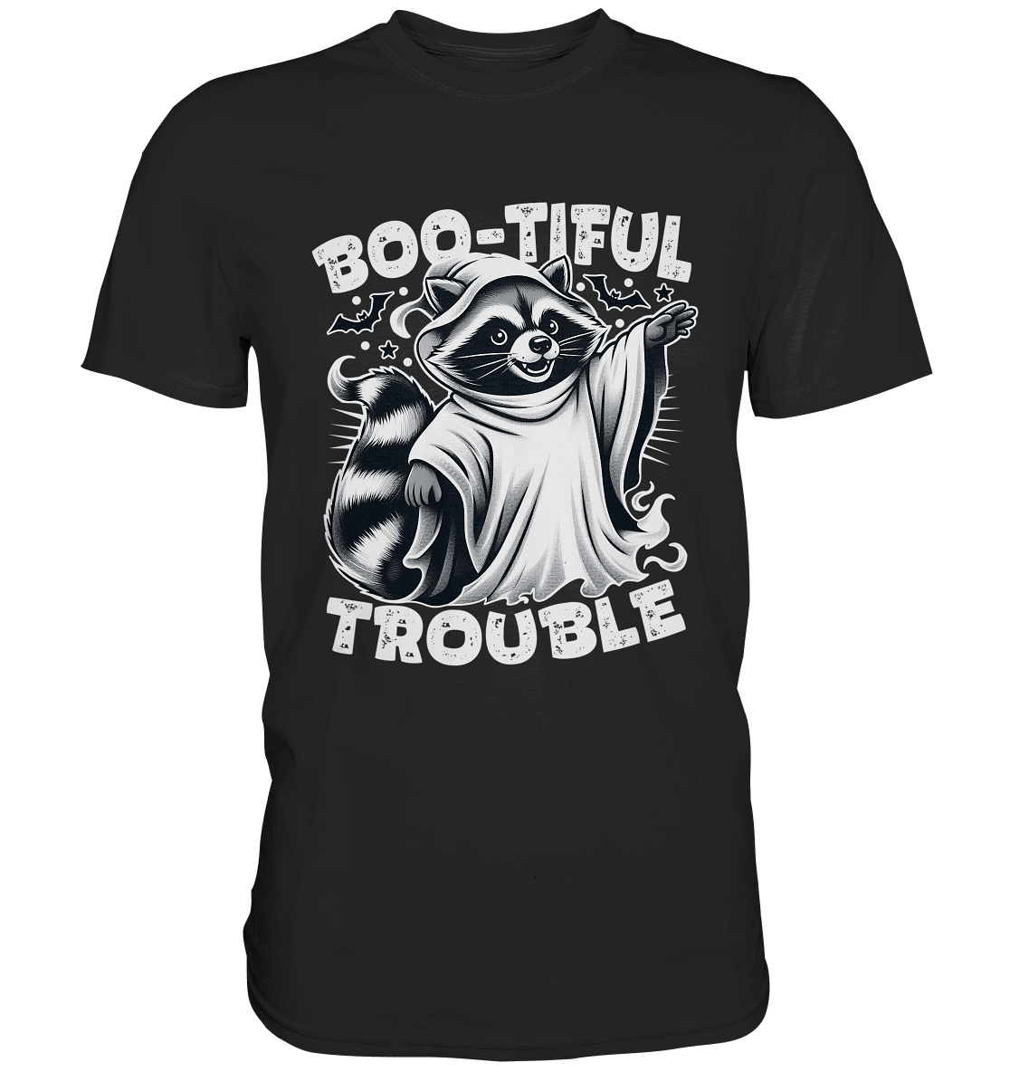 Boo - tiful Trouble – Der freche Waschbär mit Geister - Charm! - Premium Shirt - FaunaFeels Onlineshop Unisex - Shirts
