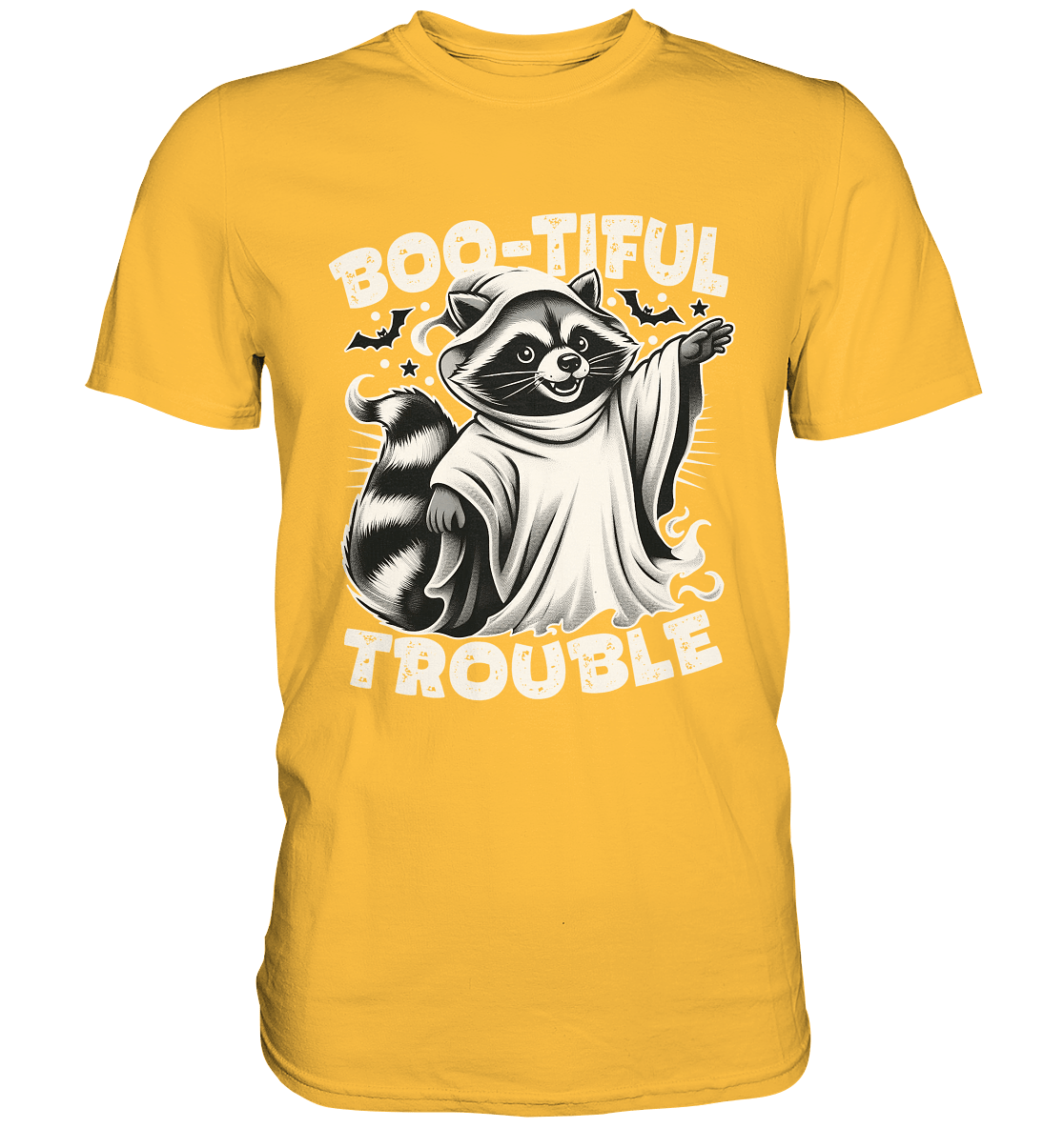 Boo - tiful Trouble – Der freche Waschbär mit Geister - Charm! - Premium Shirt - FaunaFeels Onlineshop Unisex - Shirts