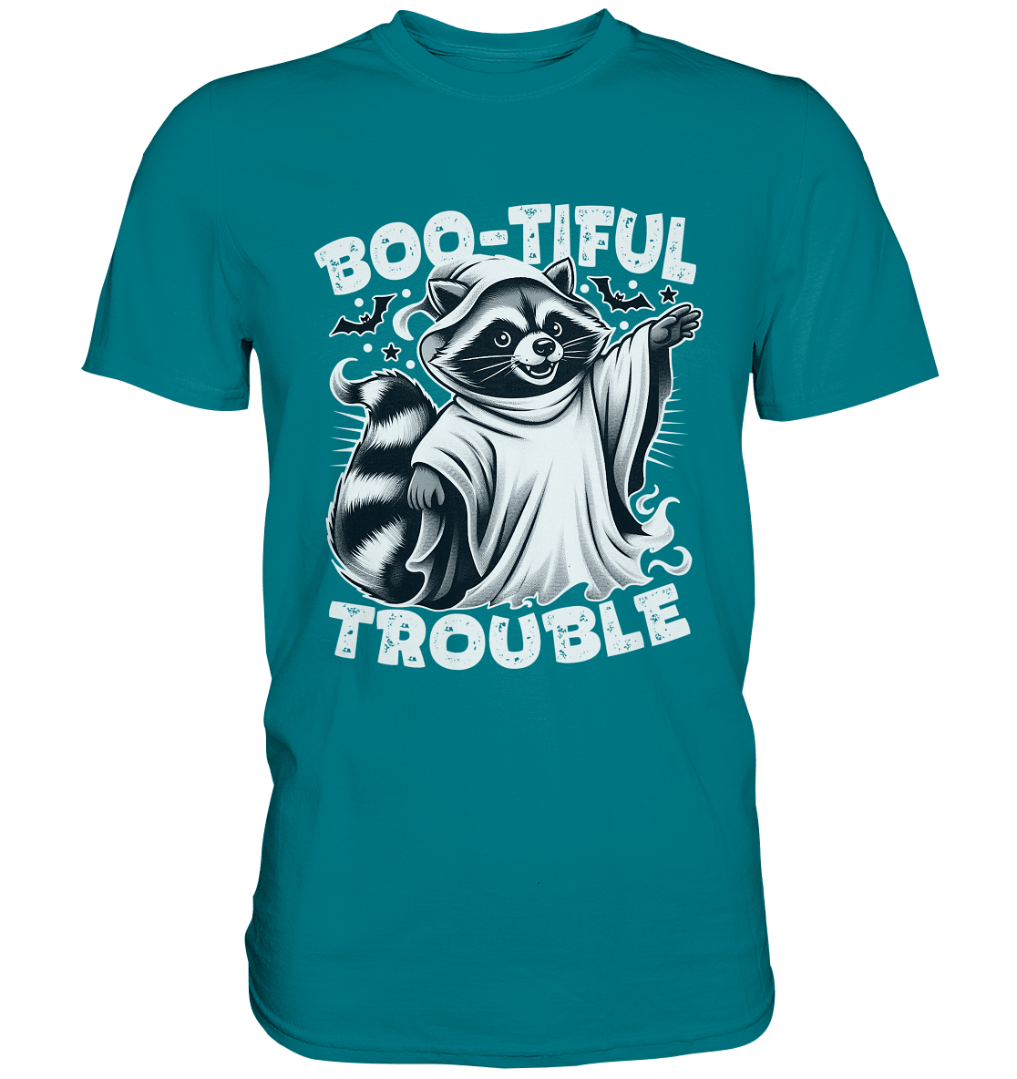 Boo - tiful Trouble – Der freche Waschbär mit Geister - Charm! - Premium Shirt - FaunaFeels Onlineshop Unisex - Shirts