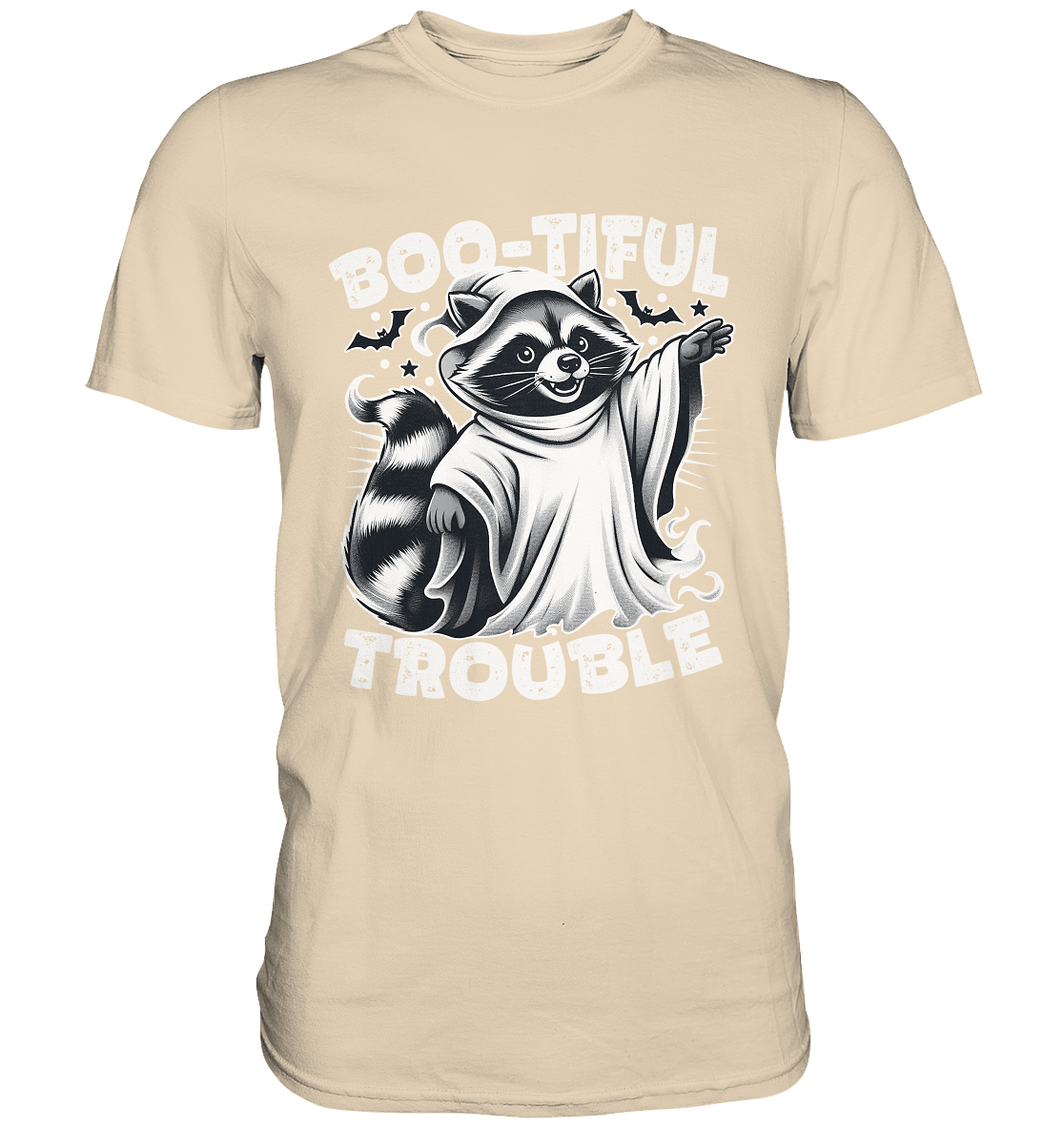 Boo - tiful Trouble – Der freche Waschbär mit Geister - Charm! - Premium Shirt - FaunaFeels Onlineshop Unisex - Shirts