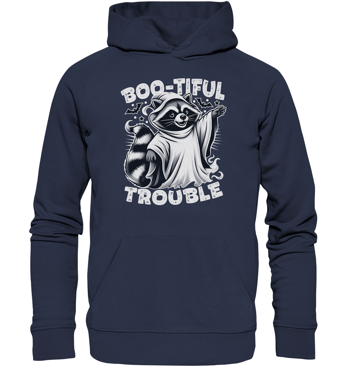 Boo - tiful Trouble – Der freche Waschbär mit Geister - Charm! - Premium Unisex Hoodie - FaunaFeels Onlineshop Hoodies