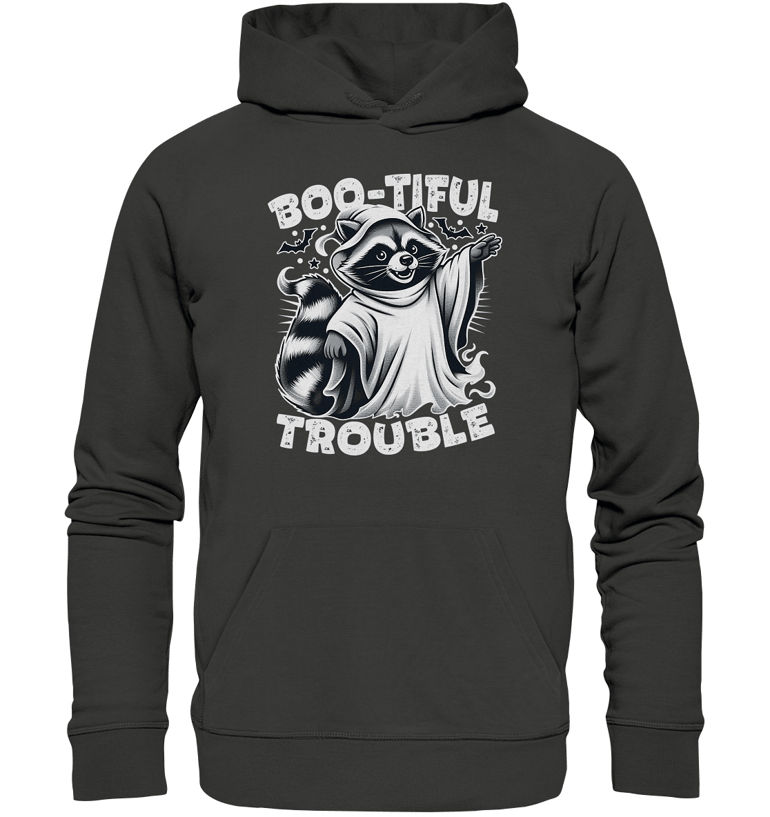 Boo - tiful Trouble – Der freche Waschbär mit Geister - Charm! - Premium Unisex Hoodie - FaunaFeels Onlineshop Hoodies