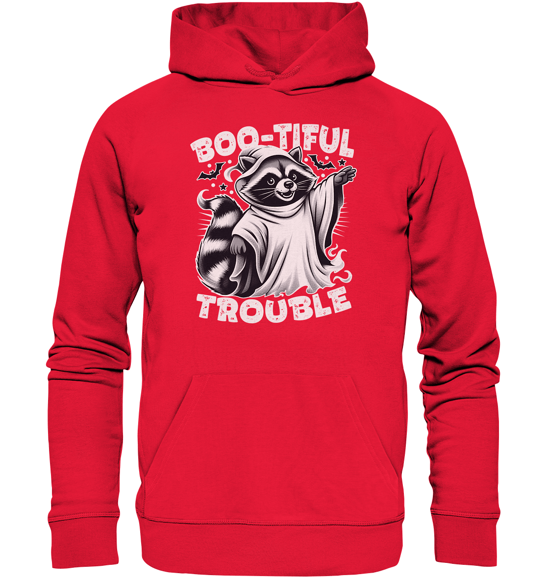 Boo - tiful Trouble – Der freche Waschbär mit Geister - Charm! - Premium Unisex Hoodie - FaunaFeels Onlineshop Hoodies