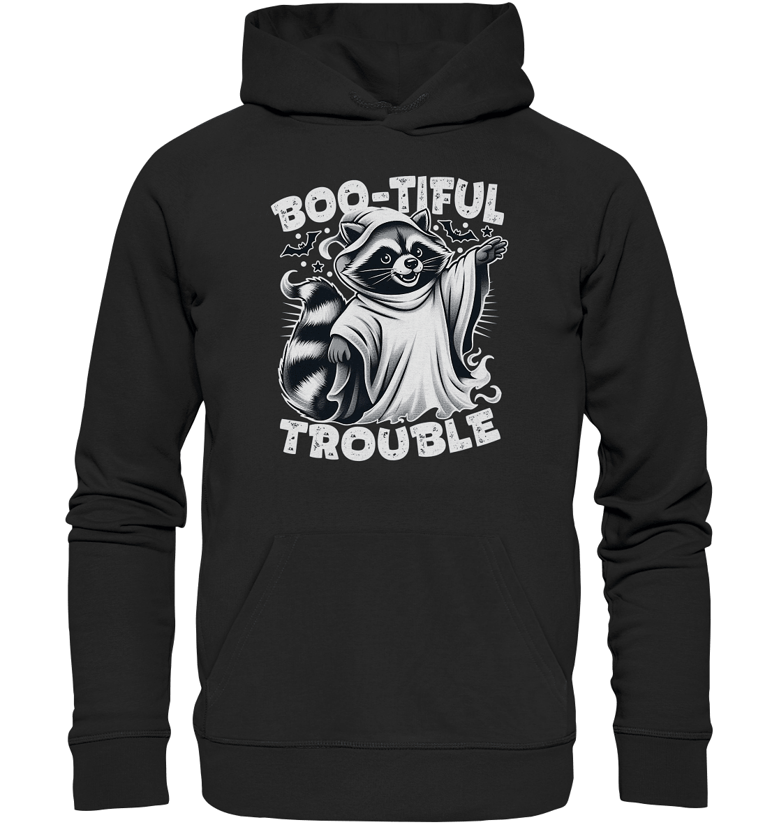 Boo - tiful Trouble – Der freche Waschbär mit Geister - Charm! - Premium Unisex Hoodie - FaunaFeels Onlineshop Hoodies