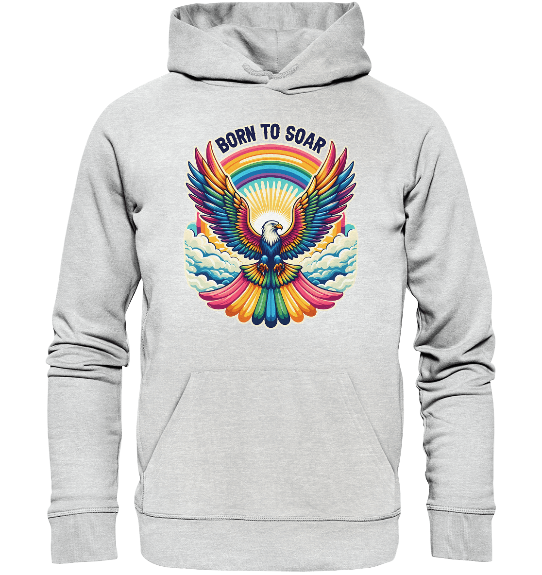 Born to Soar – Farbenprächtiger Adler mit Regenbogenflügeln - Premium Unisex Hoodie - FaunaFeels Onlineshop Hoodies