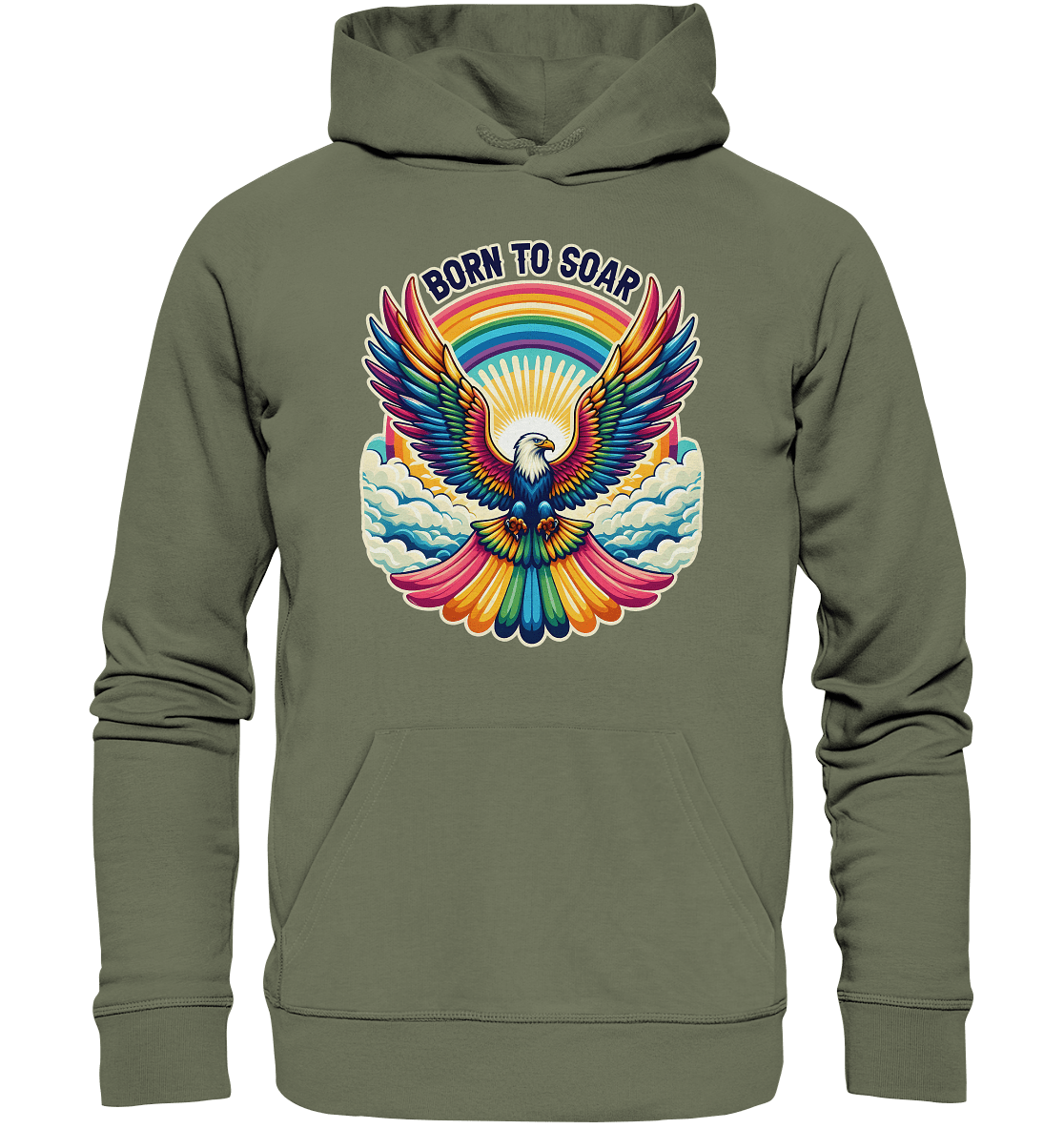 Born to Soar – Farbenprächtiger Adler mit Regenbogenflügeln - Premium Unisex Hoodie - FaunaFeels Onlineshop Hoodies