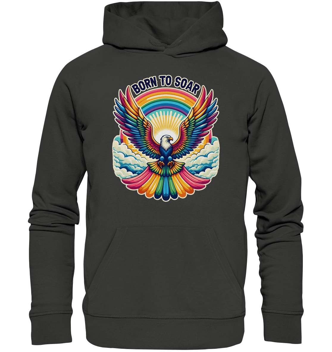 Born to Soar – Farbenprächtiger Adler mit Regenbogenflügeln - Premium Unisex Hoodie - FaunaFeels Onlineshop Hoodies
