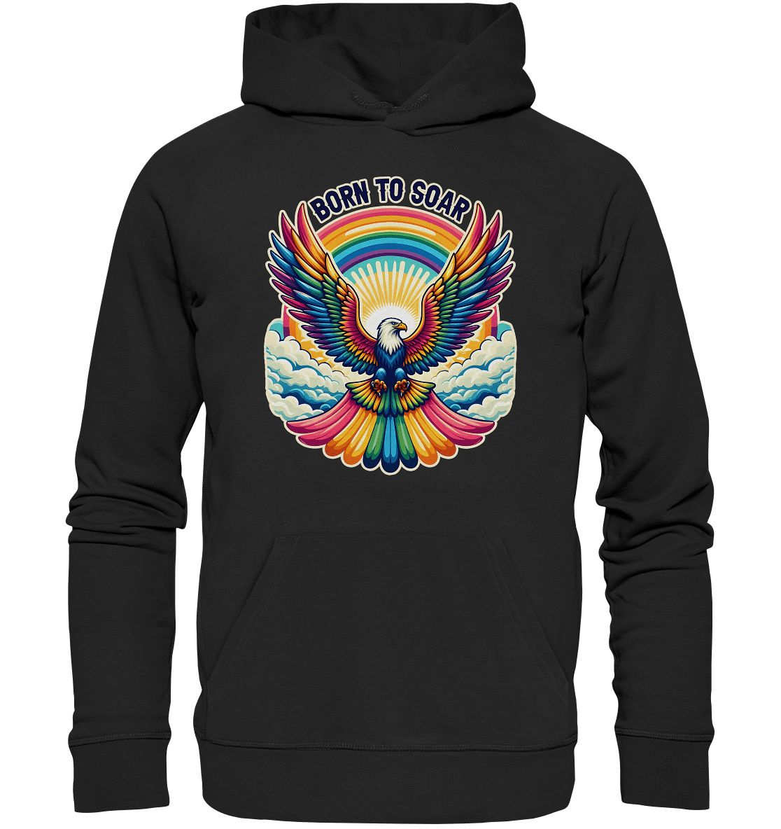 Born to Soar – Farbenprächtiger Adler mit Regenbogenflügeln - Premium Unisex Hoodie - FaunaFeels Onlineshop Hoodies