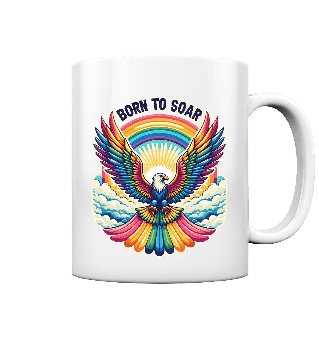 Born to Soar – Farbenprächtiger Adler mit Regenbogenflügeln - Tasse glossy - FaunaFeels Onlineshop Trinkgefäße