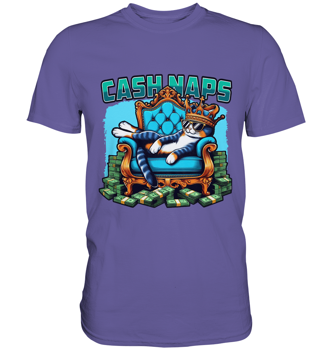 Cash Naps – Königliche Katze auf Geldthron - Premium Shirt - FaunaFeels Onlineshop Unisex - Shirts