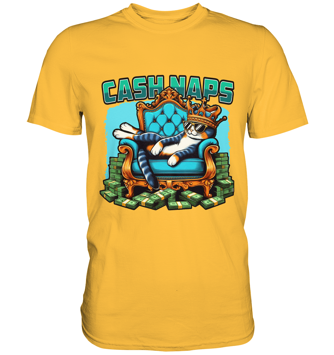 Cash Naps – Königliche Katze auf Geldthron - Premium Shirt - FaunaFeels Onlineshop Unisex - Shirts