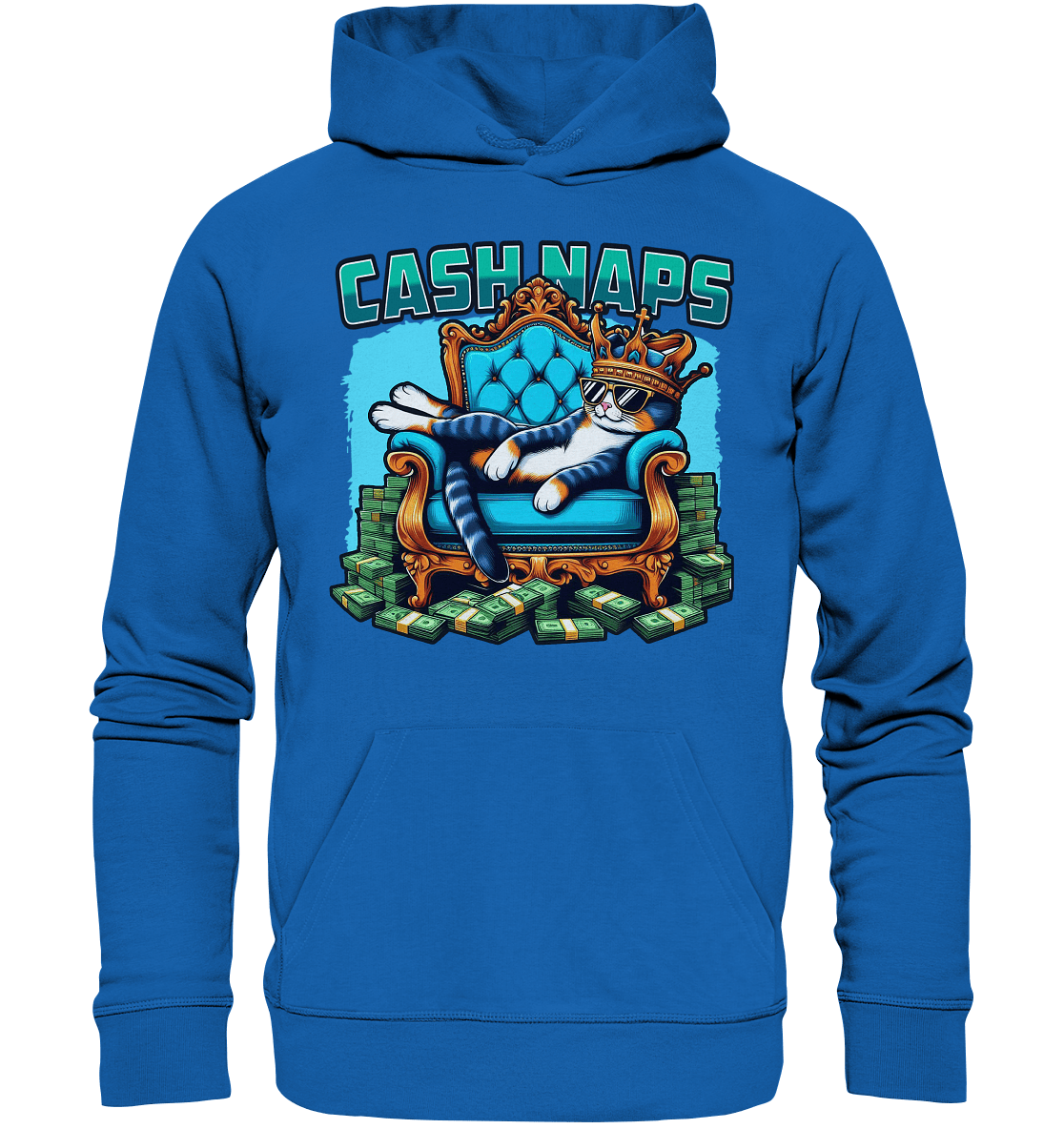 Cash Naps – Königliche Katze auf Geldthron - Premium Unisex Hoodie - FaunaFeels Onlineshop Hoodies