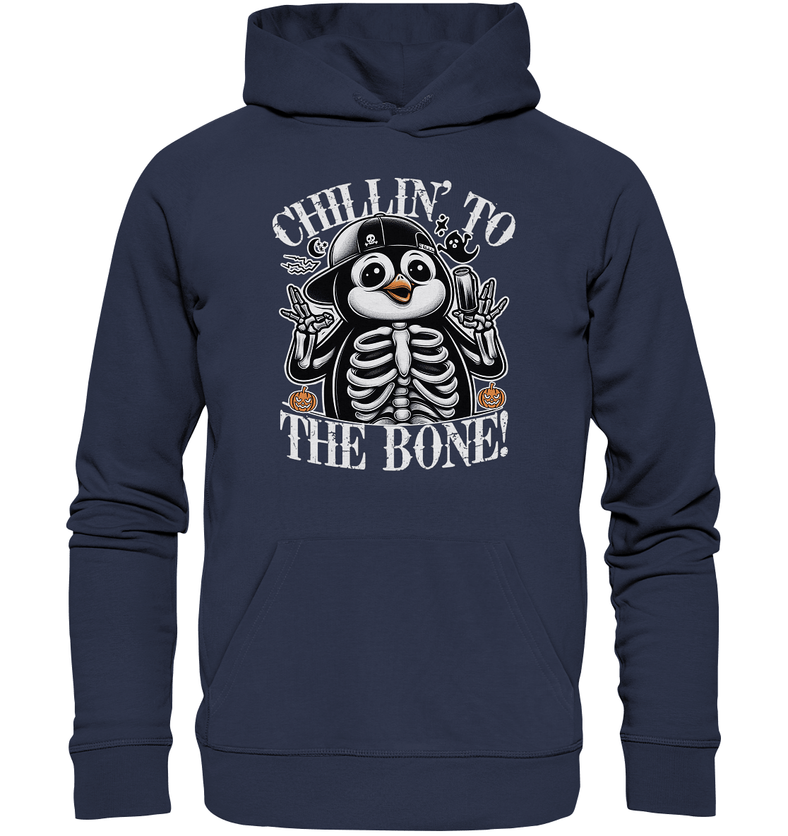 Chillin' to the Bone – Der coolste Pinguin mit Gruselcharme! - Premium Unisex Hoodie - FaunaFeels Onlineshop Hoodies
