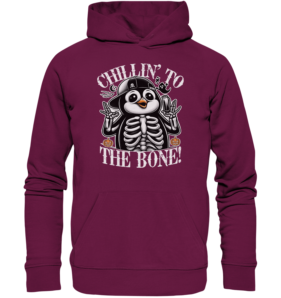Chillin' to the Bone – Der coolste Pinguin mit Gruselcharme! - Premium Unisex Hoodie - FaunaFeels Onlineshop Hoodies