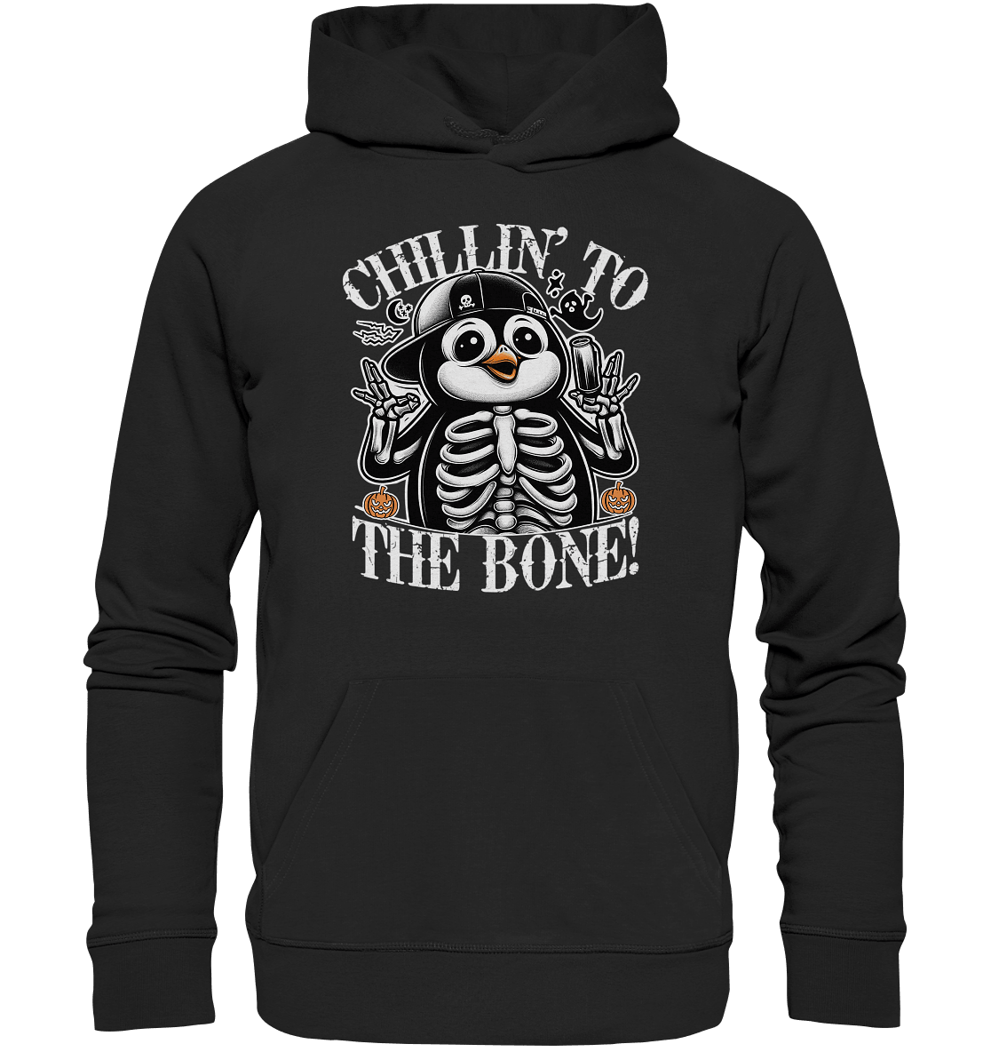 Chillin' to the Bone – Der coolste Pinguin mit Gruselcharme! - Premium Unisex Hoodie - FaunaFeels Onlineshop Hoodies