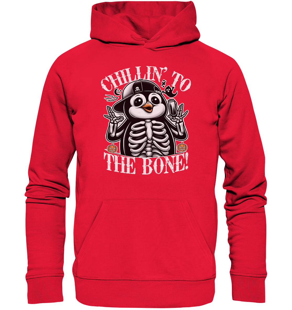 Chillin' to the Bone – Der coolste Pinguin mit Gruselcharme! - Premium Unisex Hoodie - FaunaFeels Onlineshop Hoodies