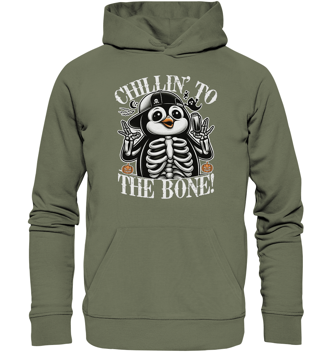 Chillin' to the Bone – Der coolste Pinguin mit Gruselcharme! - Premium Unisex Hoodie - FaunaFeels Onlineshop Hoodies