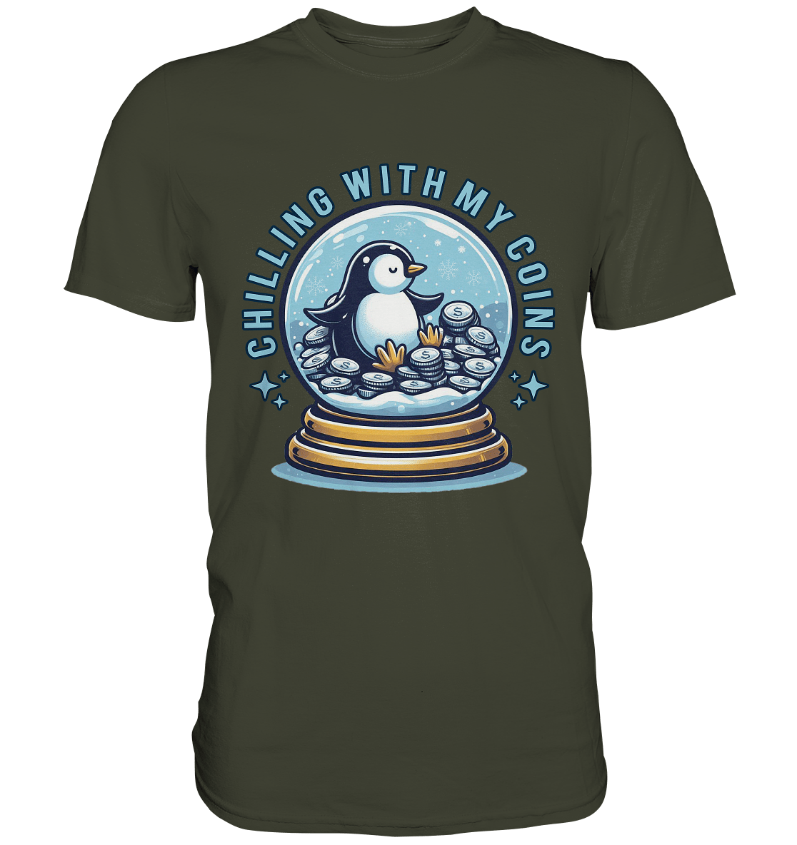 Chilling with My Coins – Entspannter Pinguin - Premium Shirt - FaunaFeels Onlineshop Unisex - Shirts