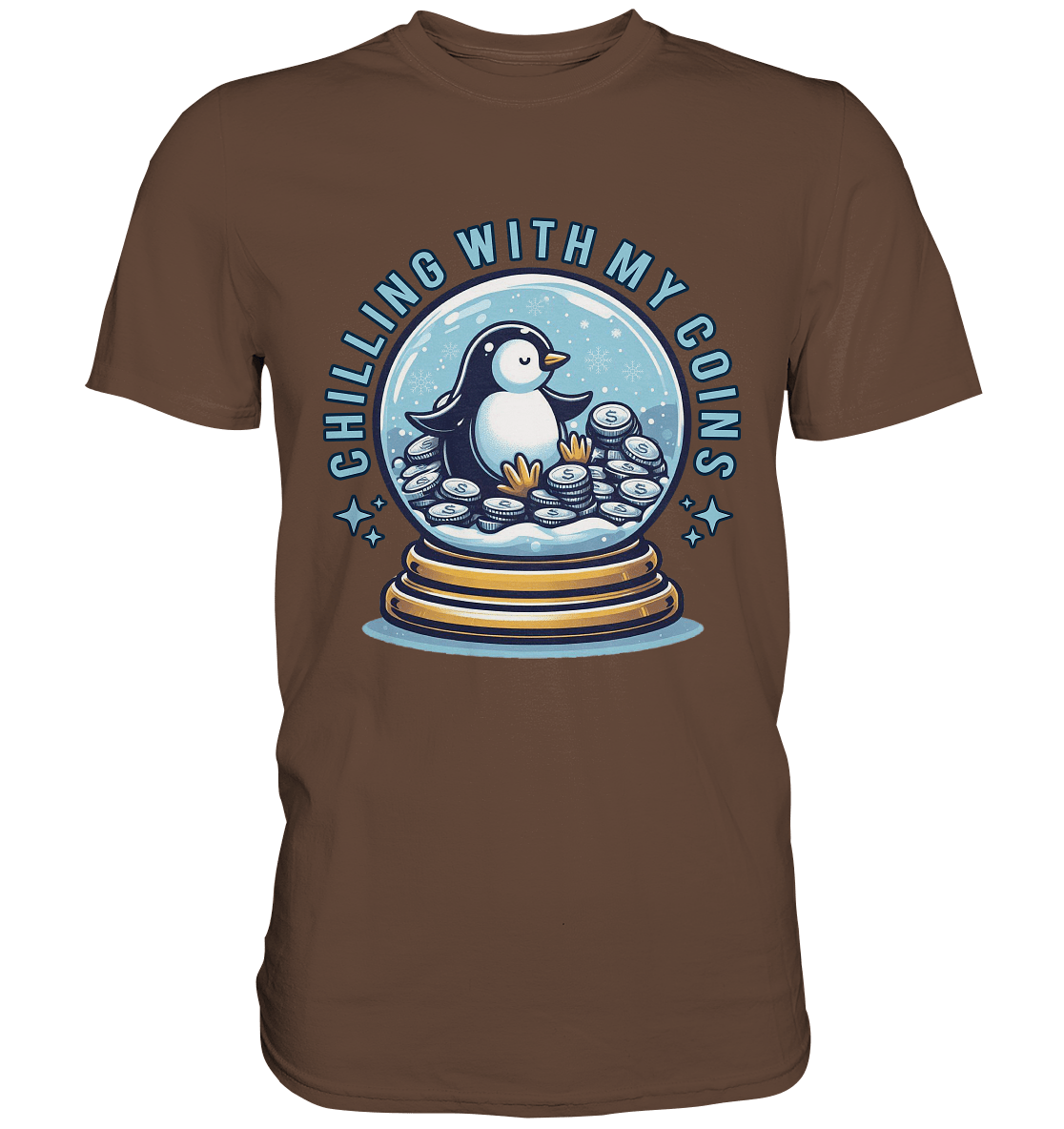 Chilling with My Coins – Entspannter Pinguin - Premium Shirt - FaunaFeels Onlineshop Unisex - Shirts